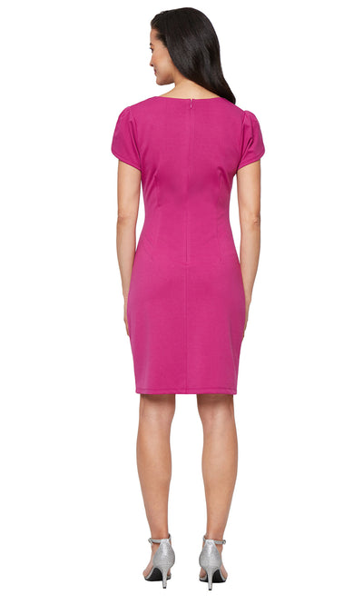 S.L. Fashions 9134737 - Scoop Neck Dress with Side Pleating Cocktail Dresses