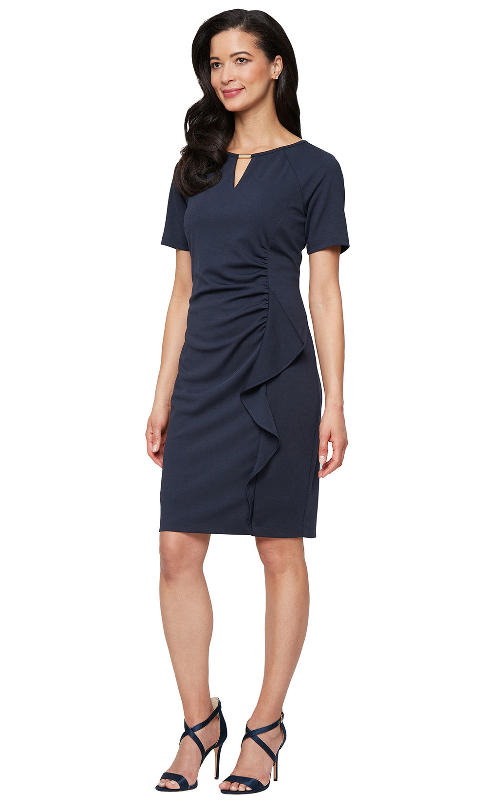 S.L. Fashions 9134738 - Short Sleeve Sheath Dress with Ruffle Detail Mother of the Bride Dresses
