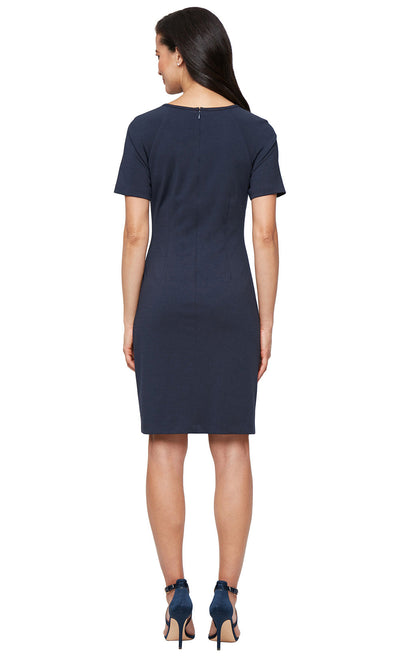 S.L. Fashions 9134738 - Short Sleeve Sheath Dress with Ruffle Detail Cocktail Dresses
