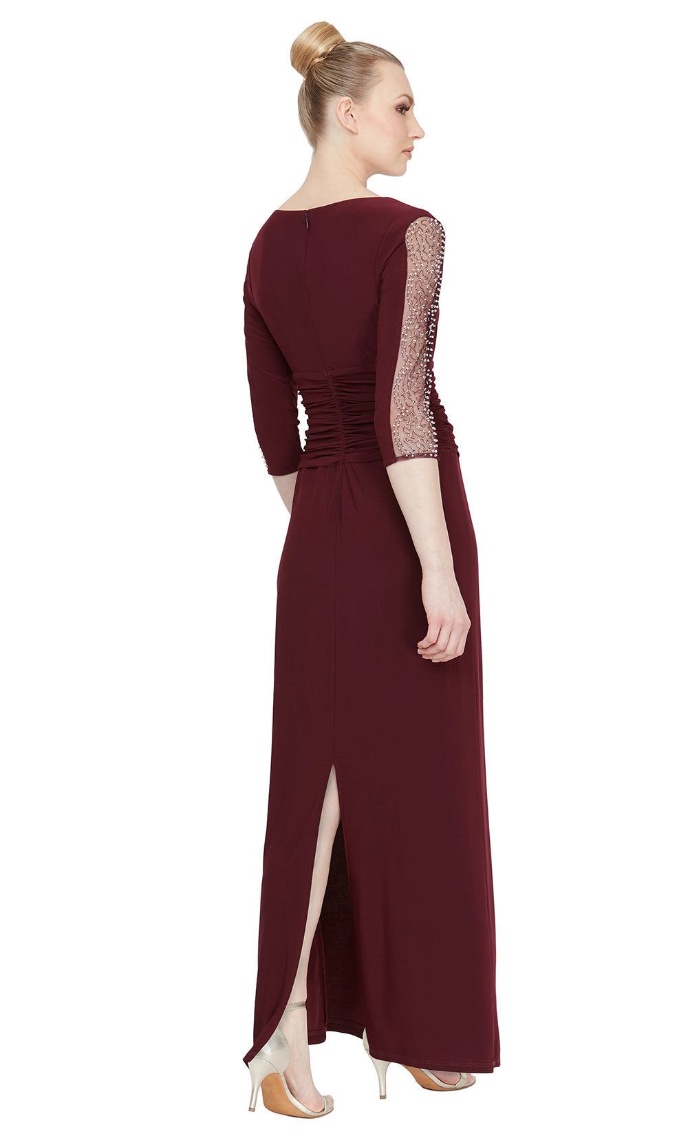 S.L. Fashions 9135172 - Ruched Waist Elegant Long Gown Formal Gowns