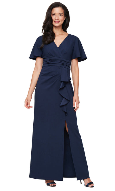 S.L. Fashions 9137264 - Surplice Neck Ruched Waist Formal Gown Formal Gowns