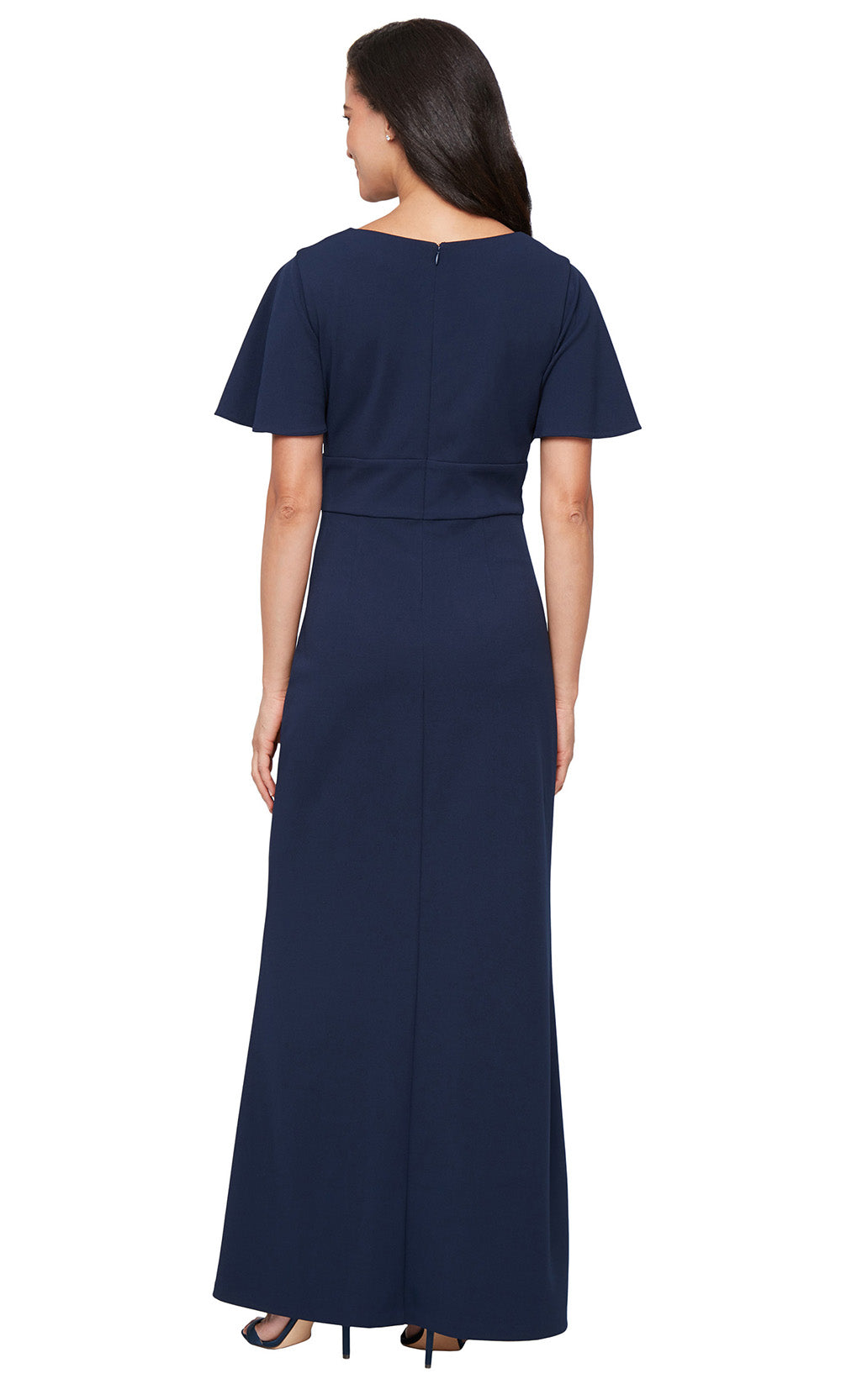 S.L. Fashions 9437264 - Front Slit Column Dress with Surplice Bodice Mother of the Bride Dresses