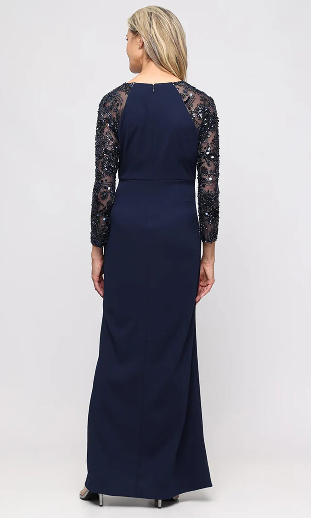 S.L. Fashions Dresses (SLNY) 9137265 - Embellished Column Formal Dress Mother Of The Bride Dresses in Navy 