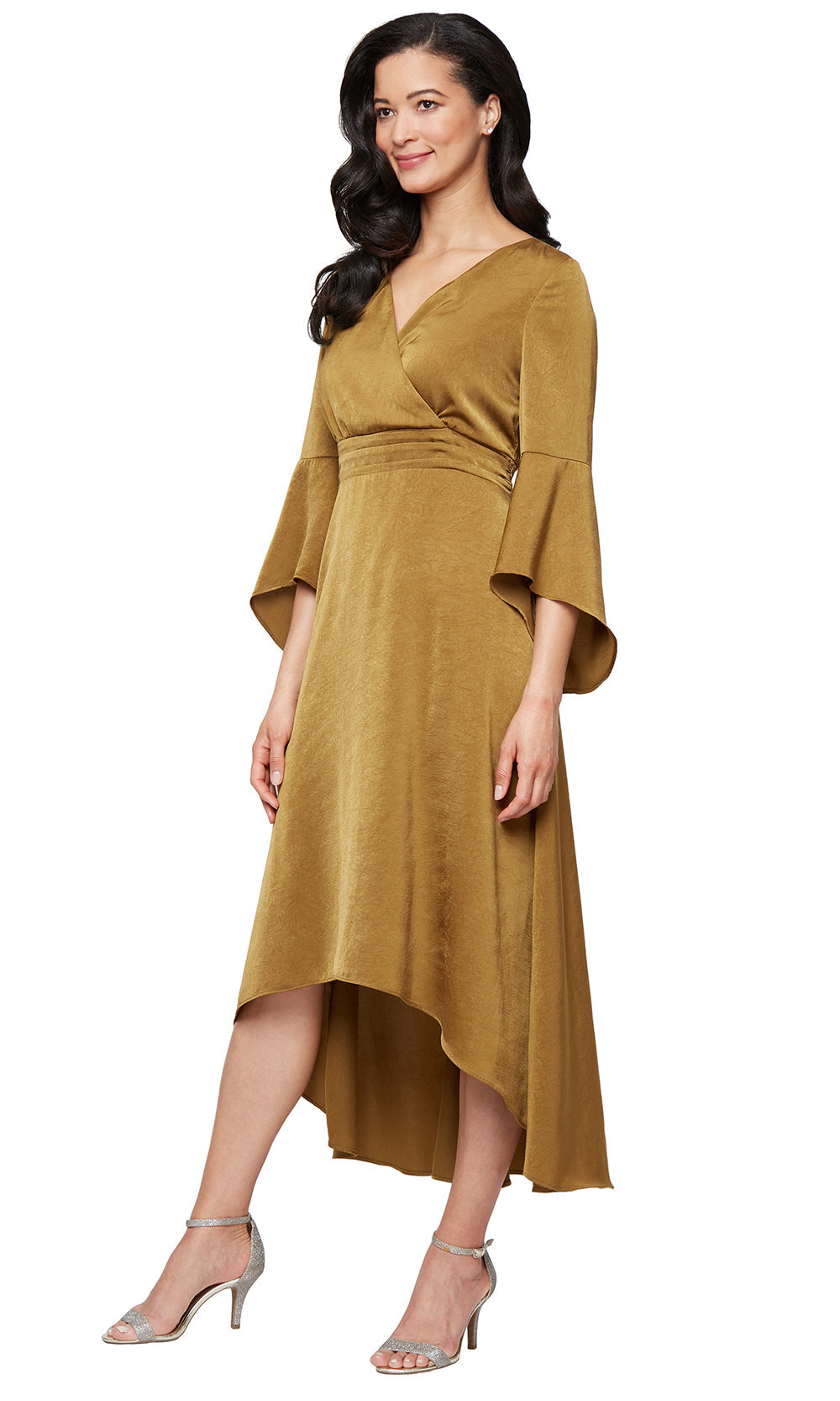 S.L. Fashions 9150131 - Surplice V-Neck High Low A-line Dress Mother of the Bride Dresses