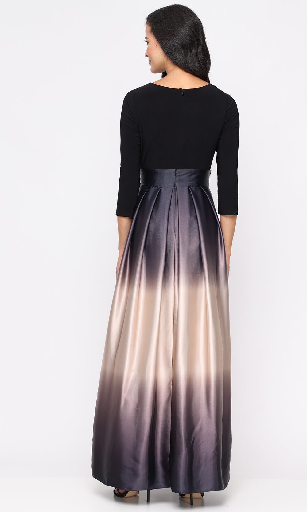 S.L. Fashions 9151145 - Pleated Ombre Skirt V-Neckline Gown Mother of the Bride Dresses