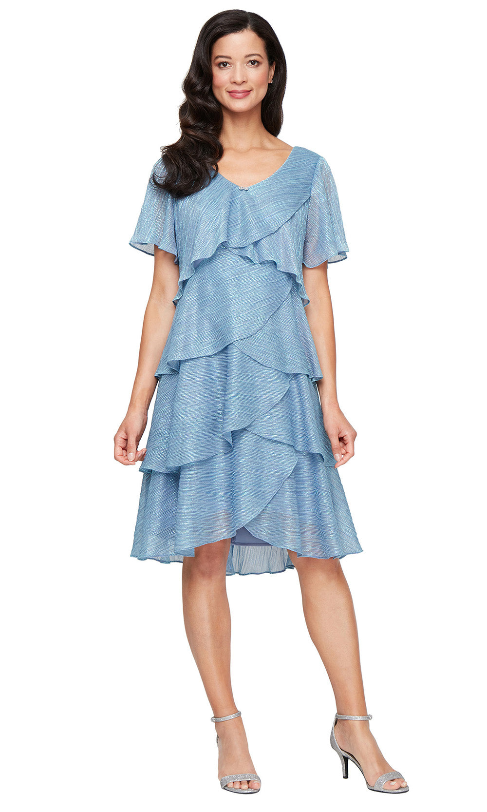 S.L. Fashions Dresses (SLNY) 9255124 - Tiered Short Sleeve Formal Dress Party Dresses