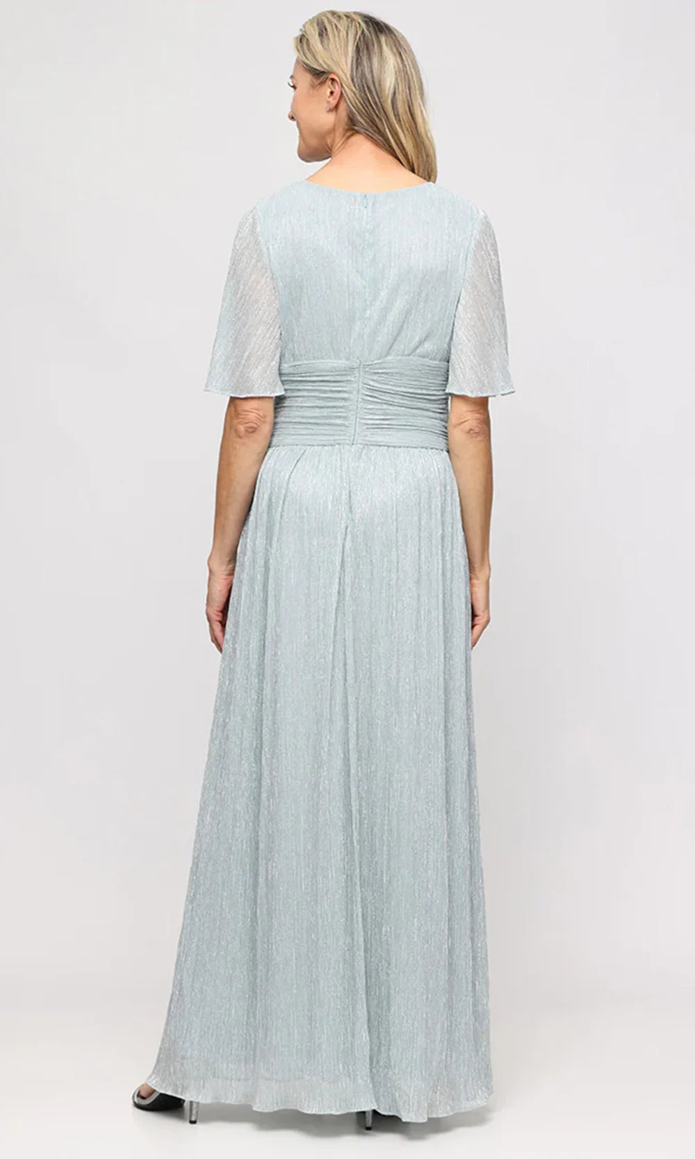 SL Fashions Women's V-Neck A-Line Ball Gown - Aloe