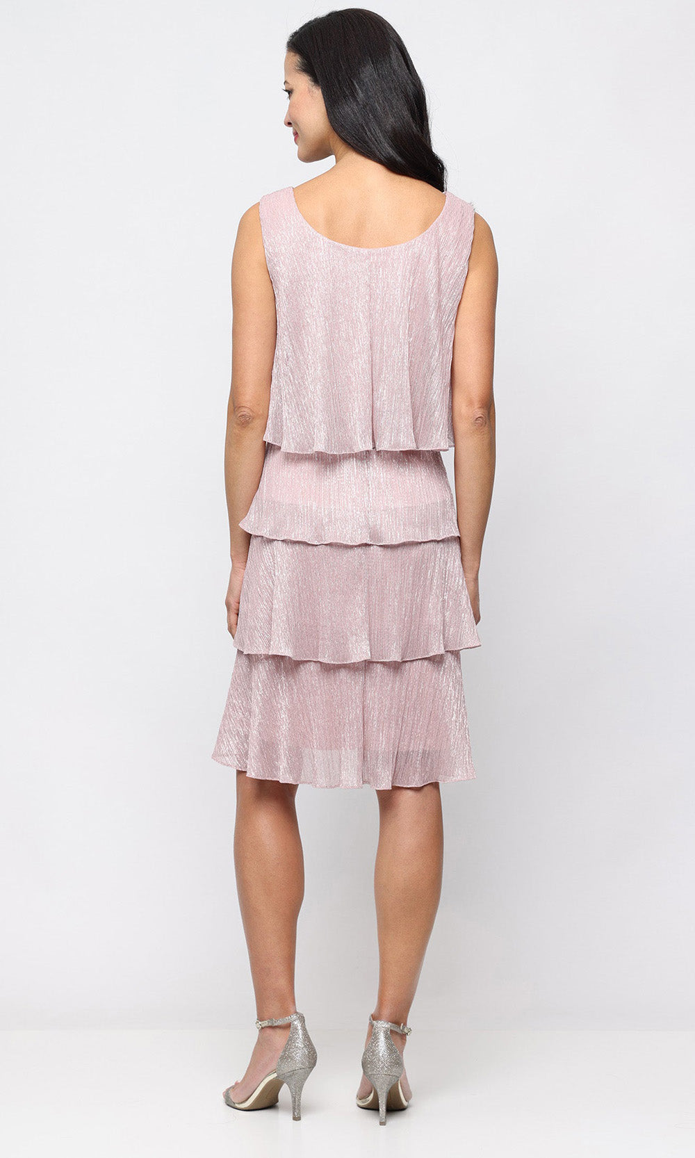 S.L. Fashions Dresses (SLNY) 9155215 - Knee-Length Tiered Formal Dress Reception Dresses in Pink and 