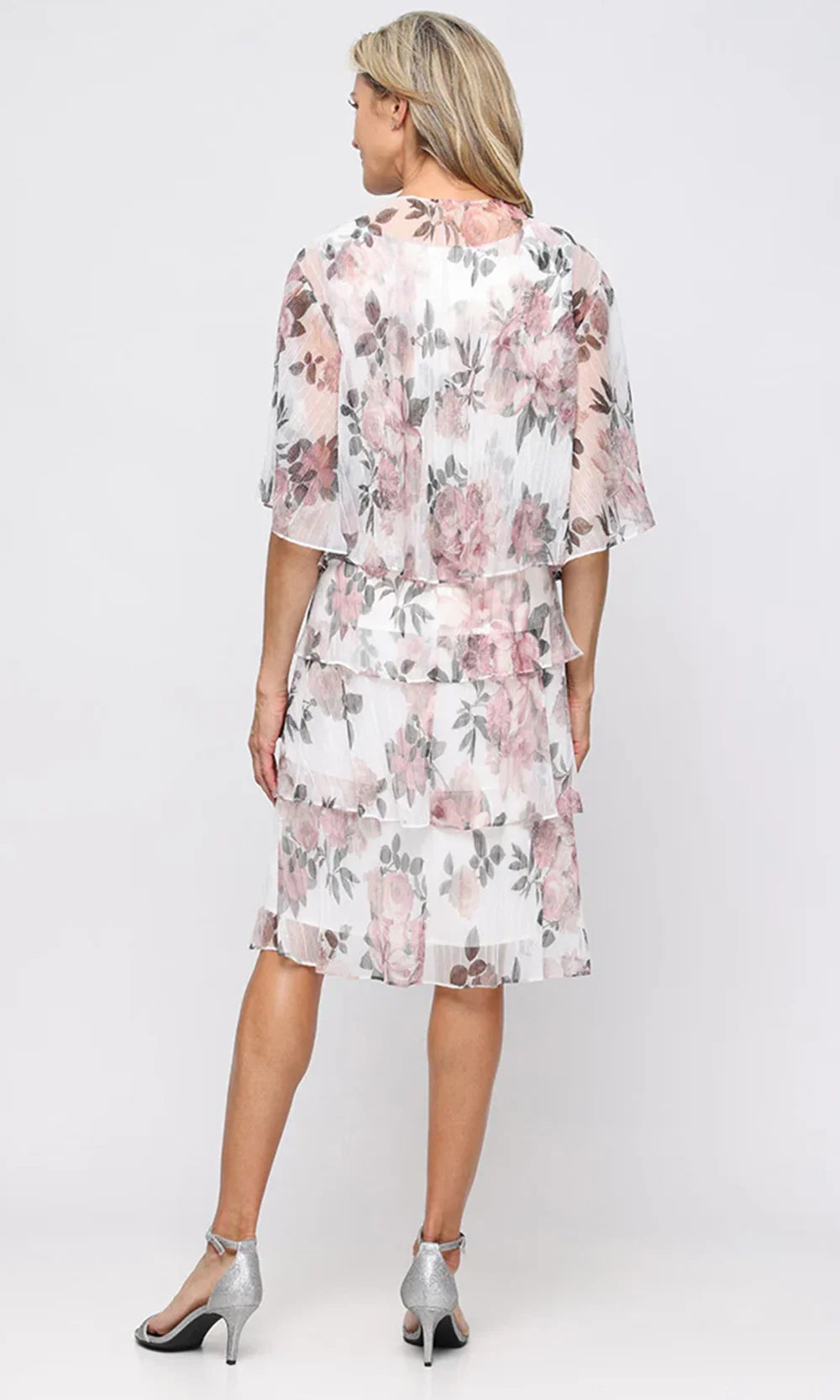 S.L. Fashions Dresses (SLNY) 9255286 - V-Neck Tiered Knee-Length Dress Cocktail Dresses