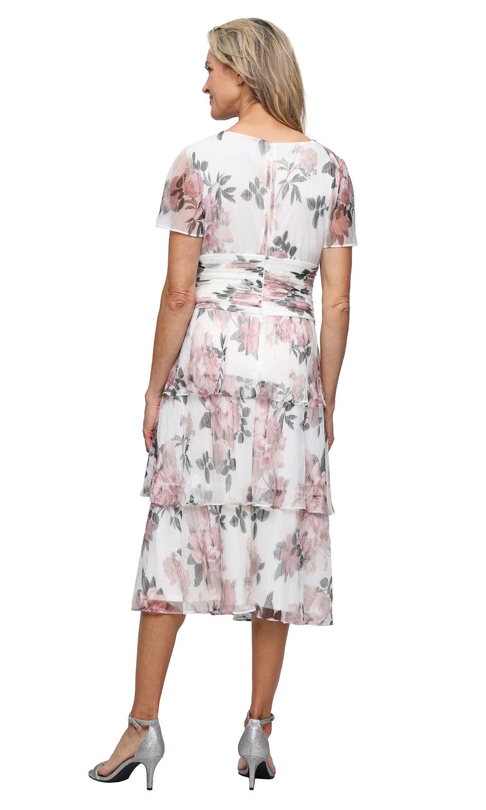 S.L. Fashions Dresses (SLNY) 9155288 - Ruched Waist Midi Floral Dress Cocktail Dresses