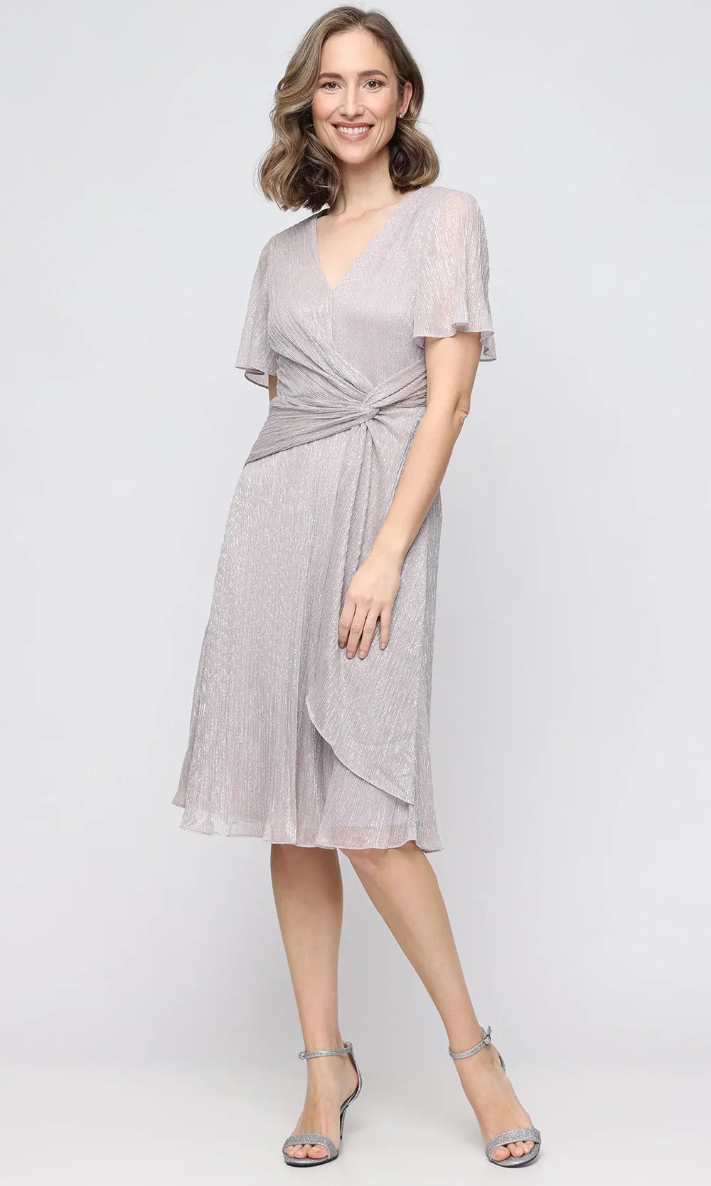 S.L. Fashions Dresses (SLNY) 9155308 - Flutter Sleeve Bodre Formal Dress Wedding Guest in Pearl 