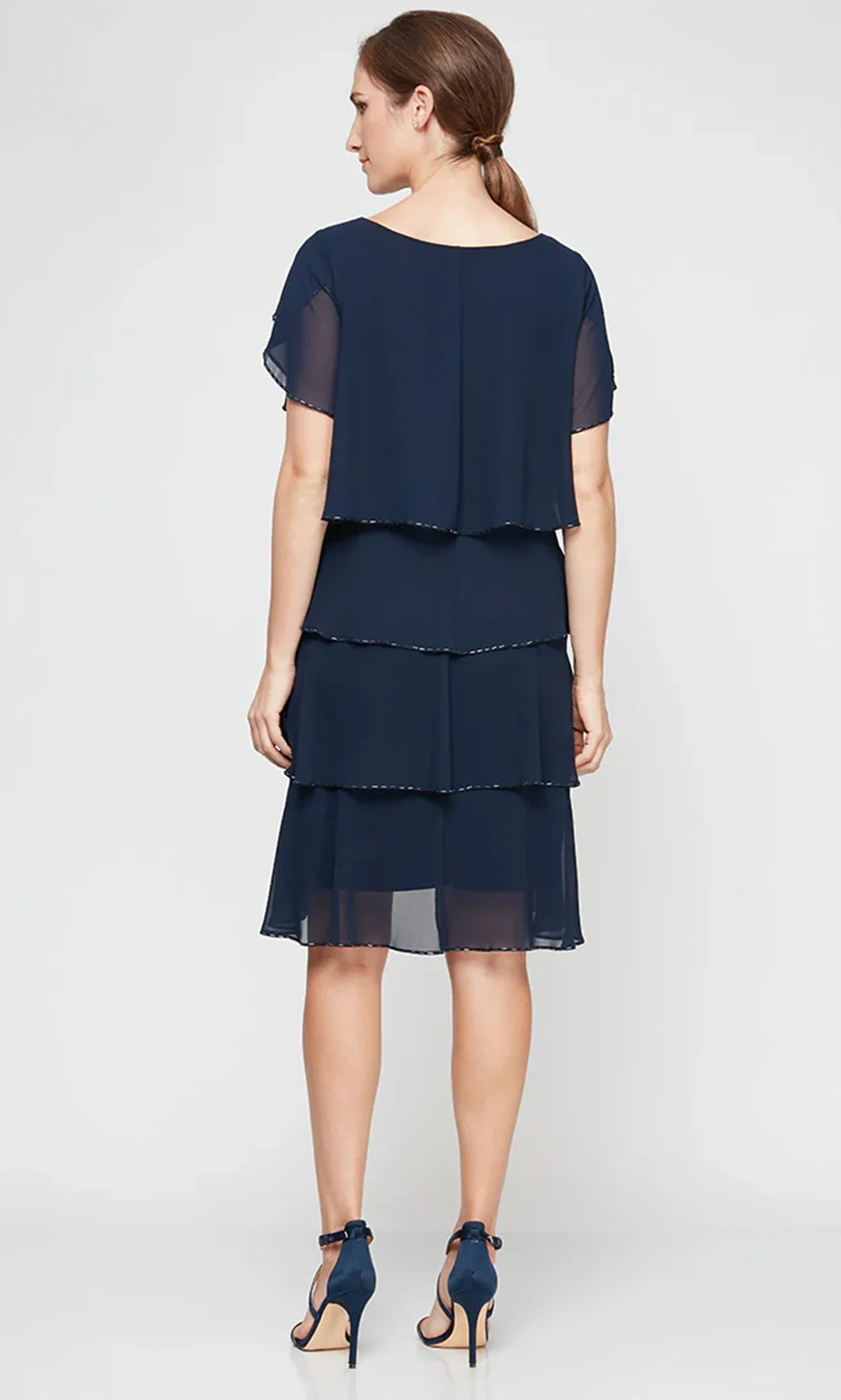 S.L. Fashions Dresses (SLNY) 9270656 - Flutter Sleeve Embellished Dress Cocktail Dresses in Blue 