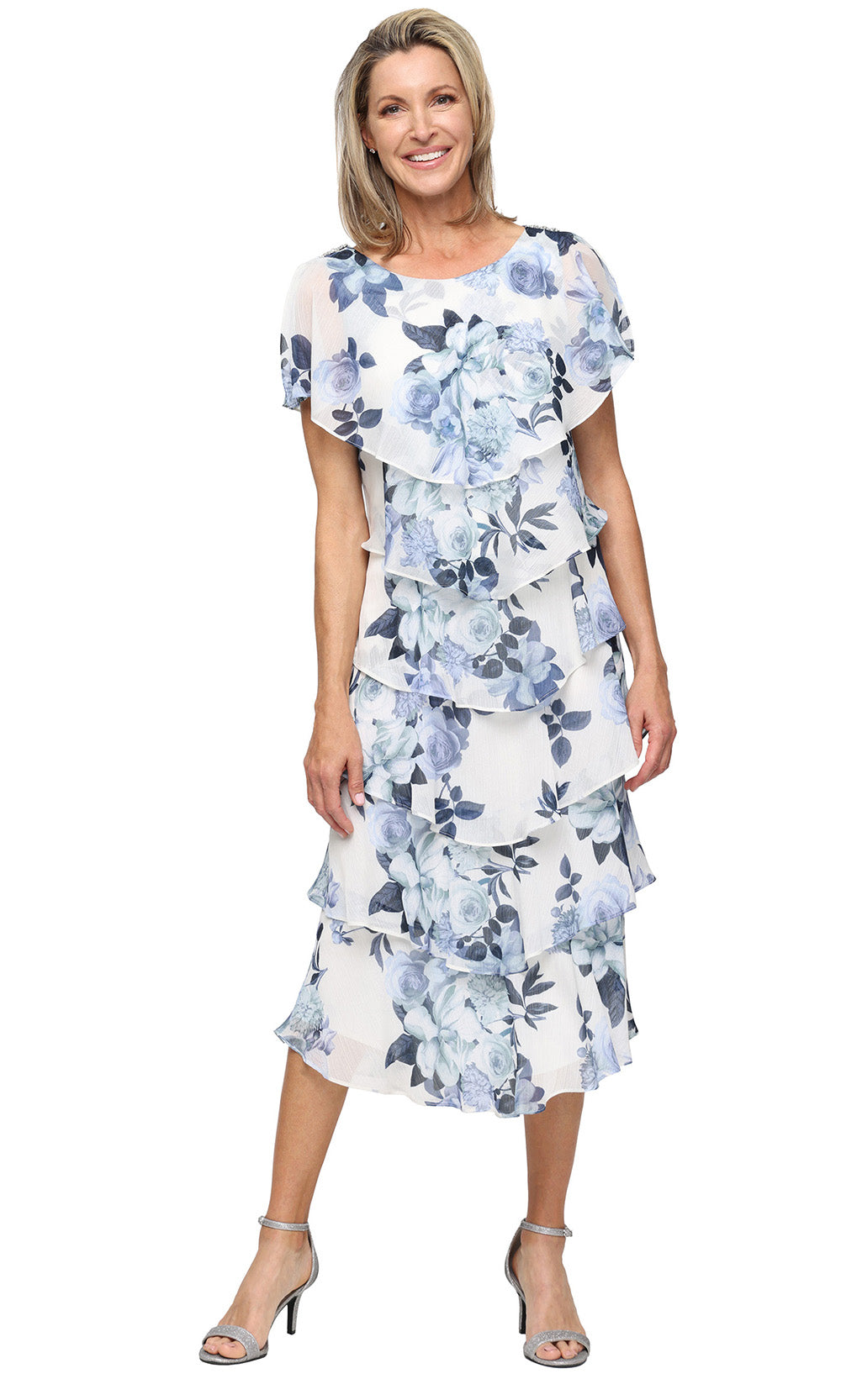 S.L. Fashions Dresses (SLNY) 9171803 - Capelet Sleeve Printed Dress Party Dresses