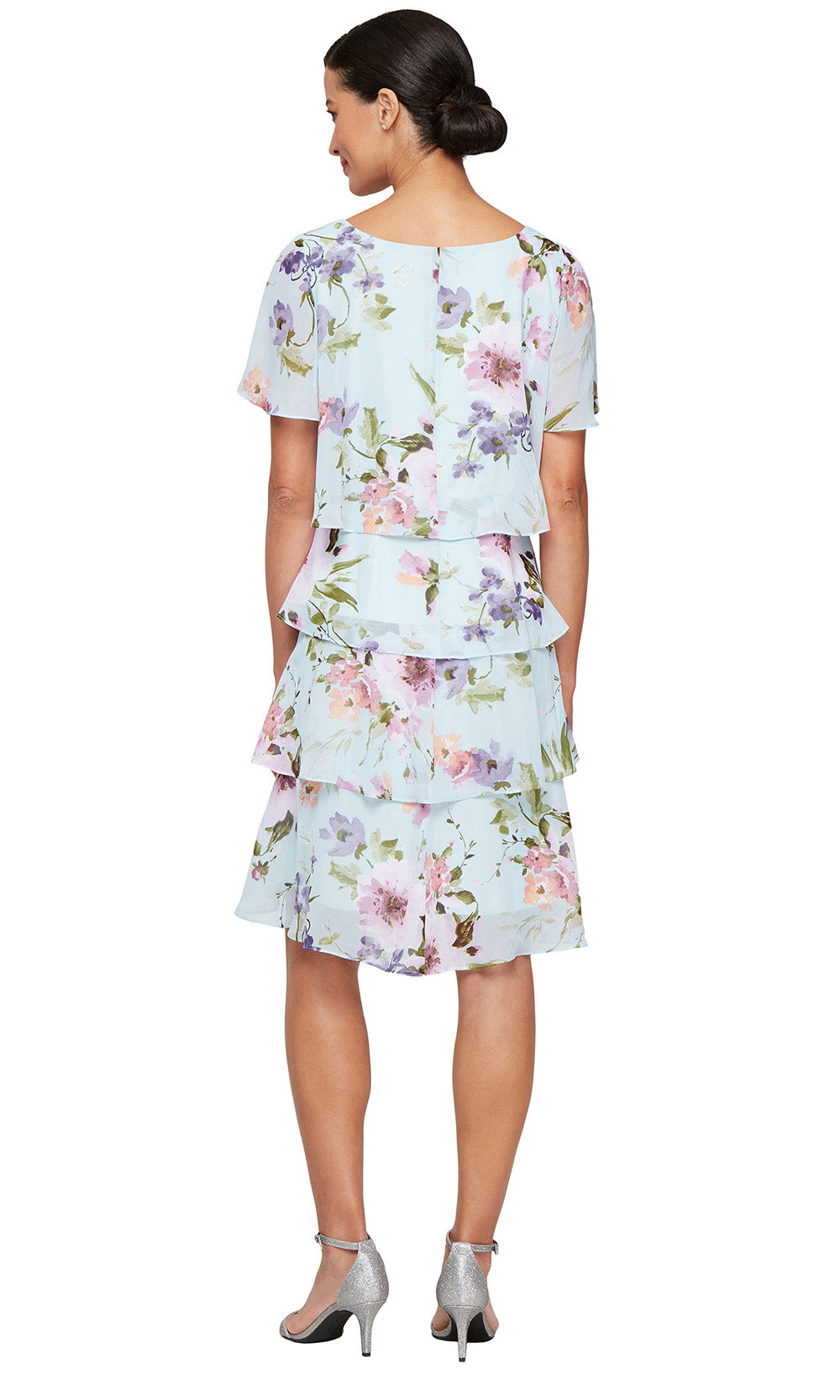 S.L. Fashions Dresses (SLNY) 9172123 - Floral Tiered Ruffle Short Dress Party Dresses