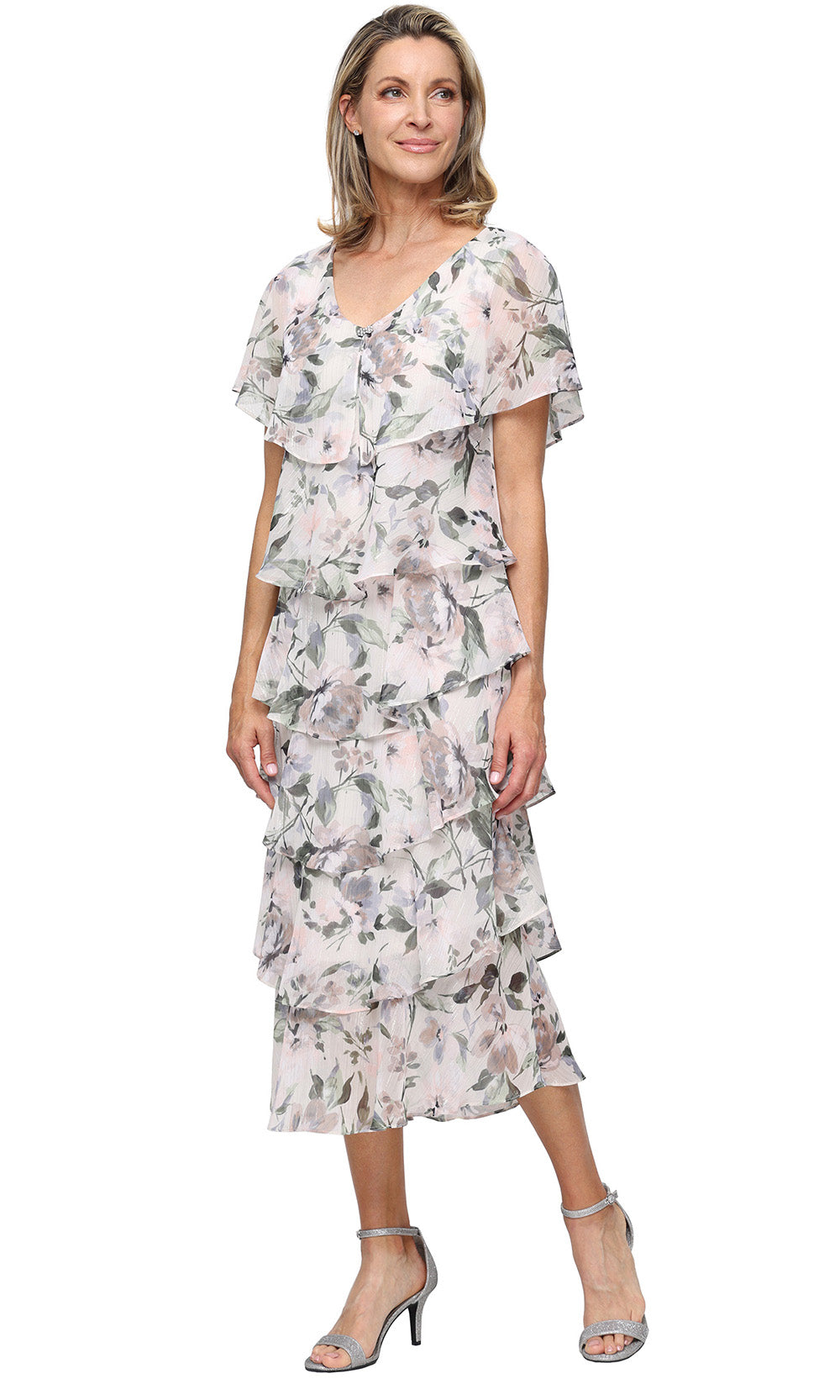 S.L. Fashions Dresses (SLNY) 9472136 - Tiered A-Line Tea-Length Dress Party Dresses