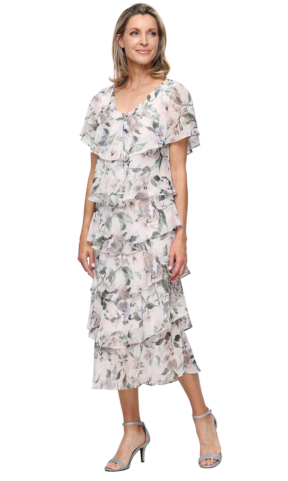 S.L. Fashions Dresses (SLNY) 9172136 - Printed Flutter Sleeve Dress Cocktail Dresses