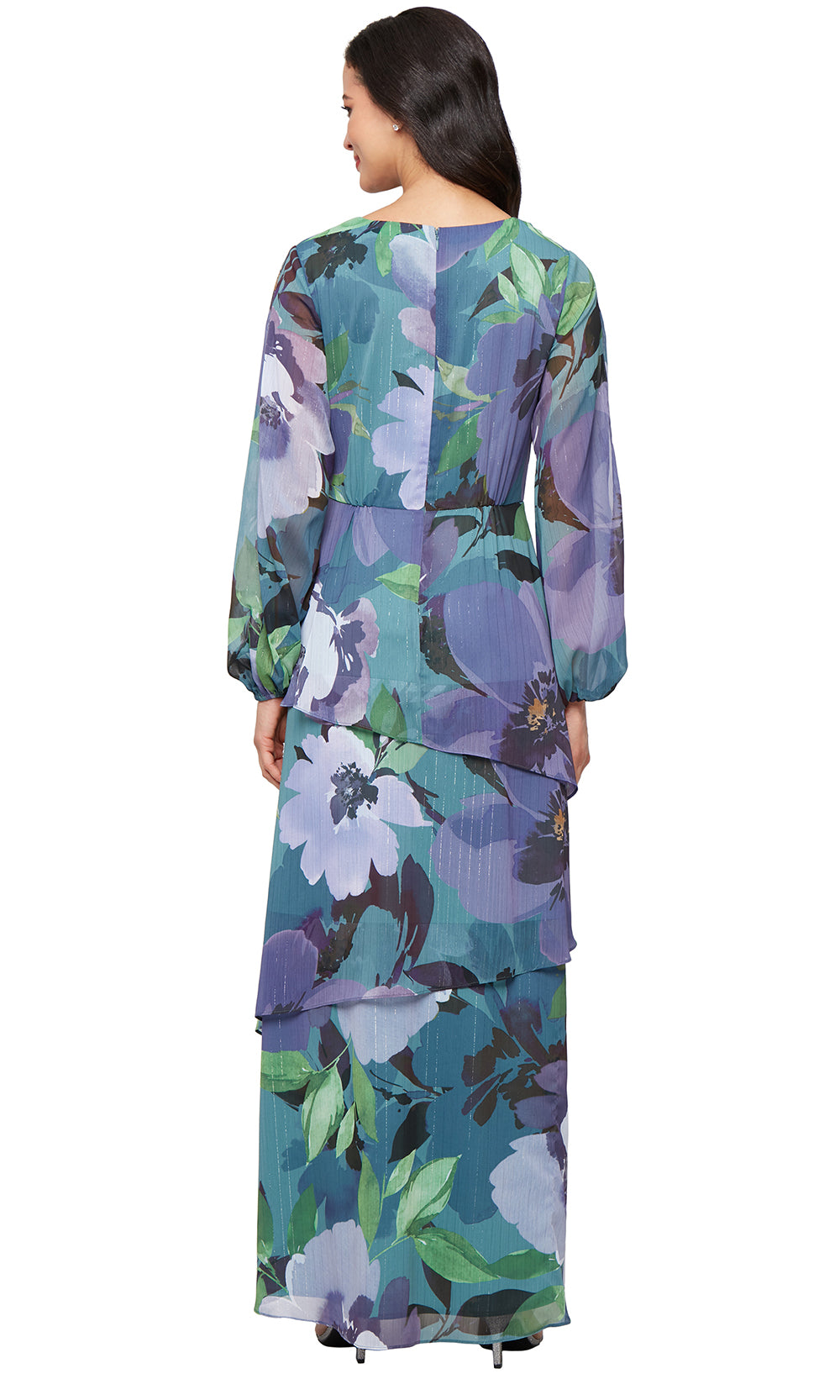 S.L. Fashions 9172138 - Surplice V-Neck Floral Print Dress Mother of the Bride Dresses