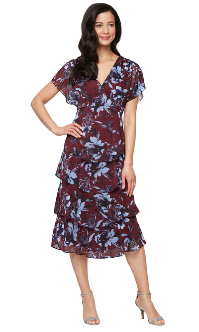 S.L. Fashions 9272147 - Surplice V-Neck Floral A-line Dress Mother of the Bride Dresses
