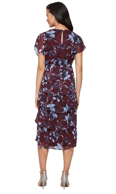 S.L. Fashions 9272147 - Surplice V-Neck Floral A-line Dress Homecoming Dresses
