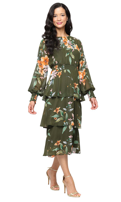 S.L. Fashions 9172166 - Long Sleeve Floral Print Dress Mother of the Bride Dresses
