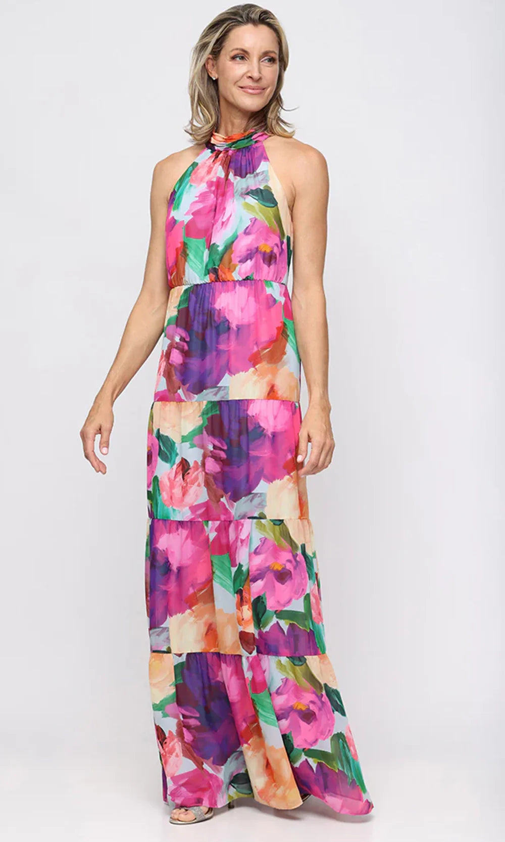 S.L. Fashions Dresses (SLNY) 9172187 - Floral Print Tiered Long Dress Mother of the Bride Dresses