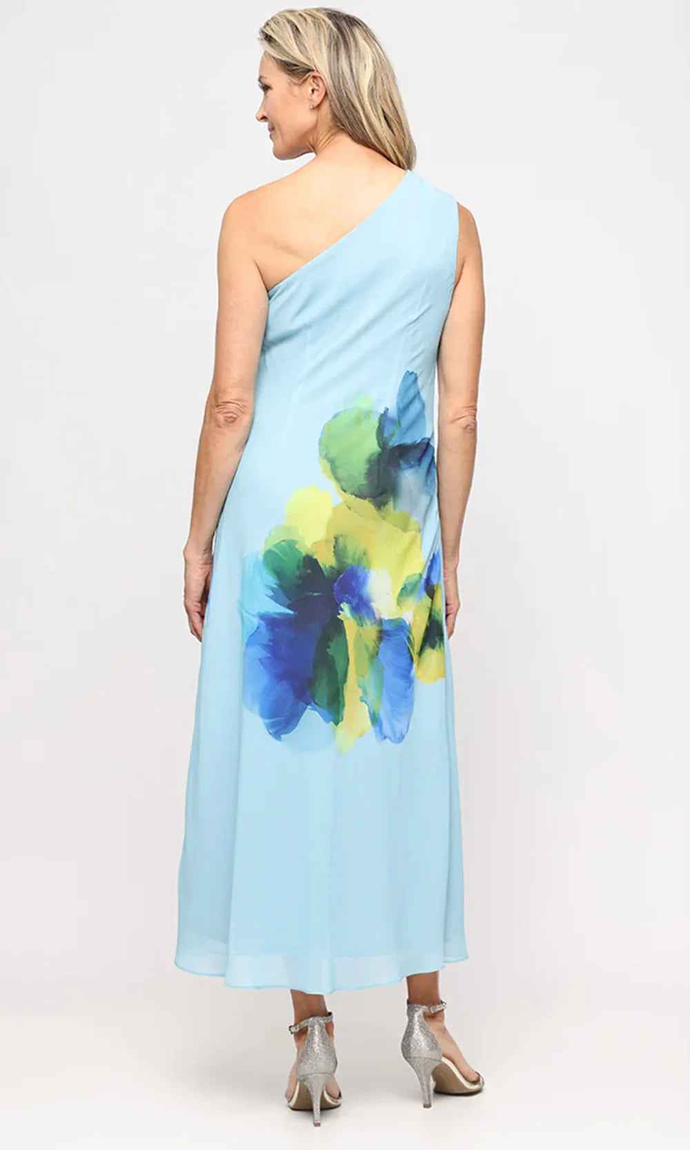 S.L. Fashions Dresses (SLNY) 9172190 - Asymmetric Floral A-Line Dress Mother of the Bride Dresses in Blue Multi