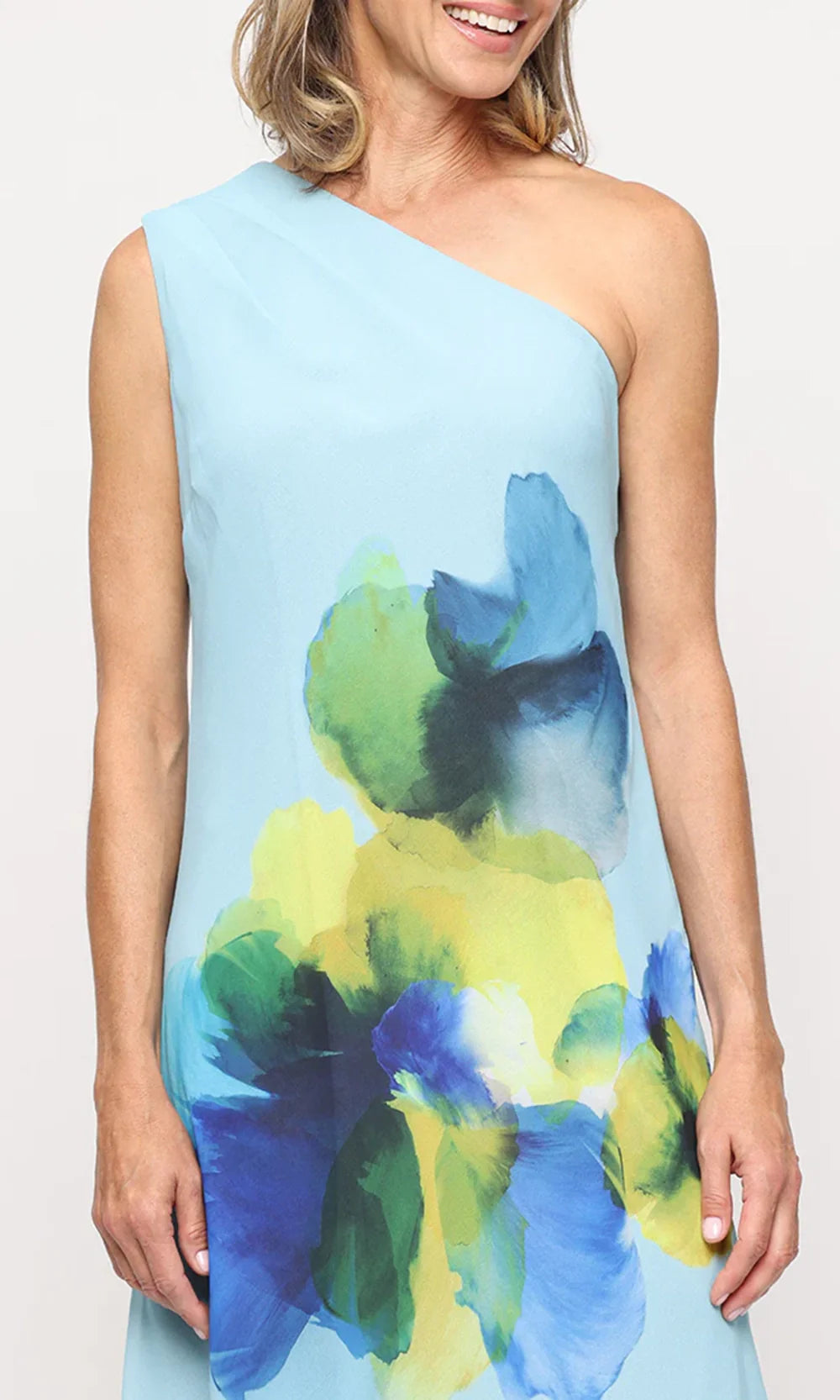 S.L. Fashions Dresses (SLNY) 9172190 - Asymmetric Floral A-Line Dress Mother of the Bride Dresses in Blue Multi