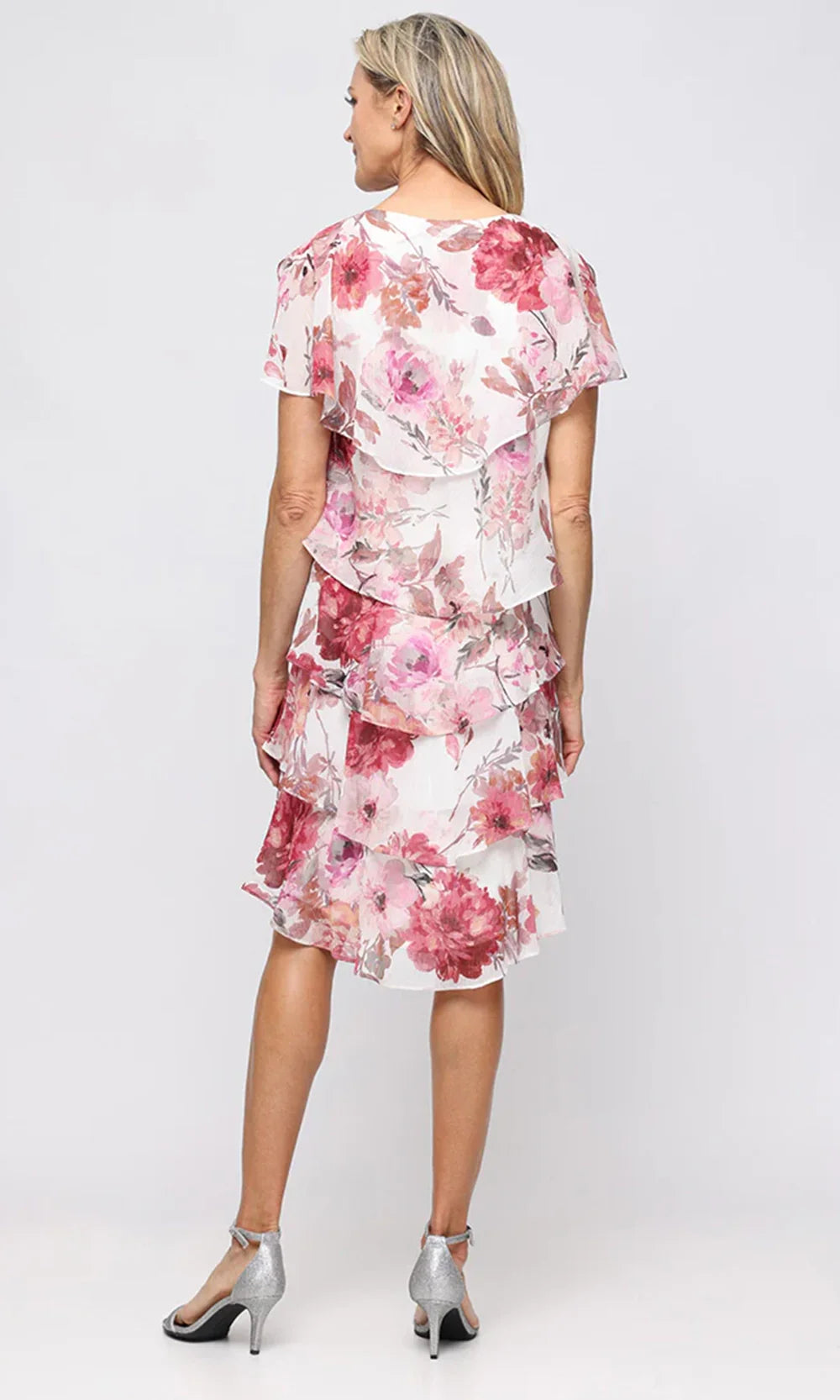 S.L. Fashions Dresses (SLNY) 9472195 - Printed Knee-Length Dress Wedding Guest in Pink and Multi