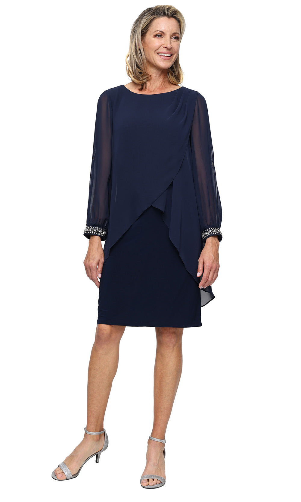 S.L. Fashions Dresses (SLNY) 9277534 - Split Sleeve Overlay Sheath Dress Cocktail Dresses