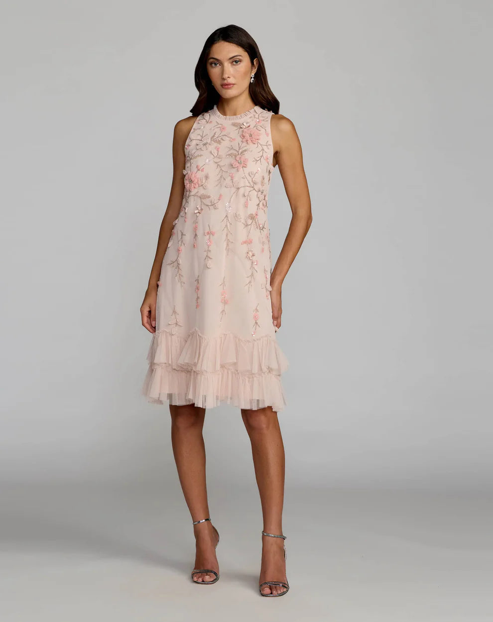 Mac Duggal 9188 - Tiered Hem Sleeveless Beaded Cocktail Dress