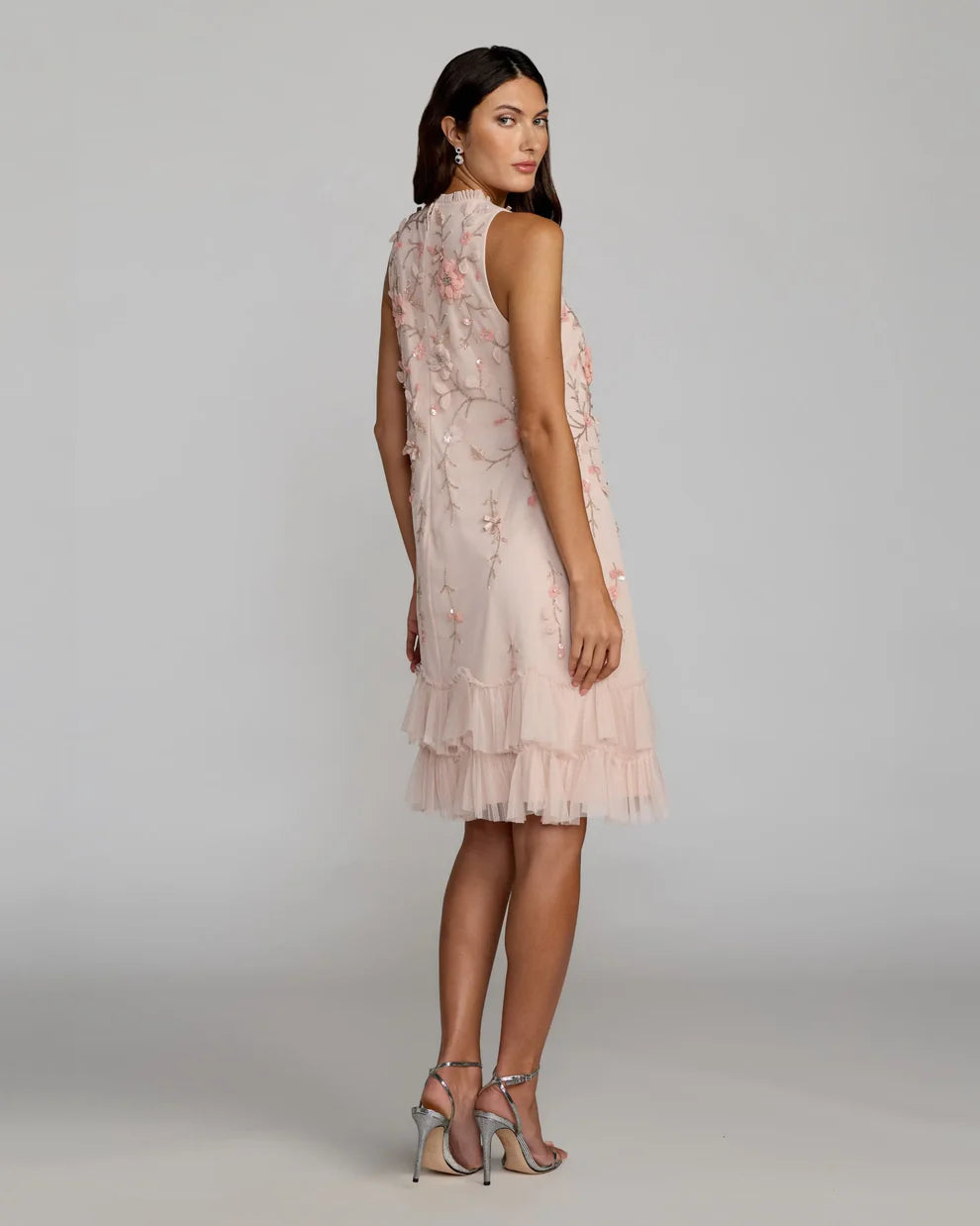 Mac Duggal 9188 - Tiered Hem Sleeveless Beaded Cocktail Dress