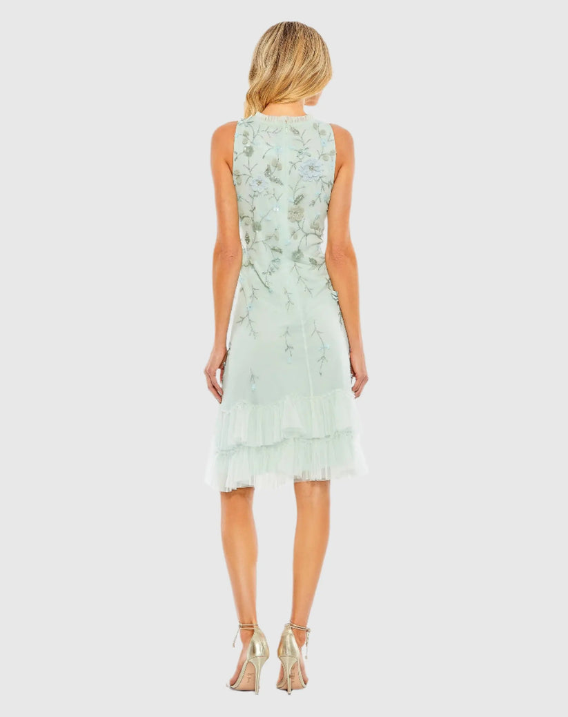 Mac Duggal 9188 - Tiered Hem Sleeveless Beaded Cocktail Dress Semi Formal in Green