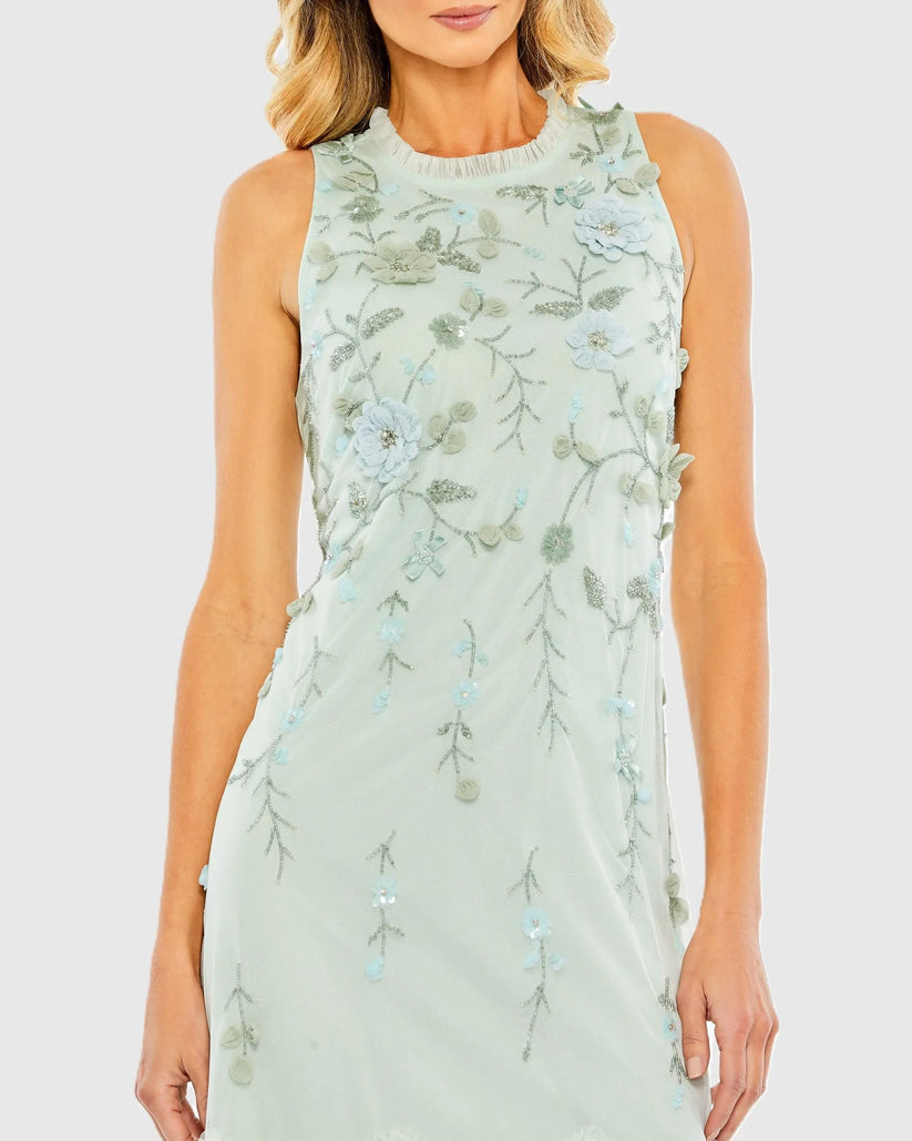 Mac Duggal 9188 - Tiered Hem Sleeveless Beaded Cocktail Dress Semi Formal in Green