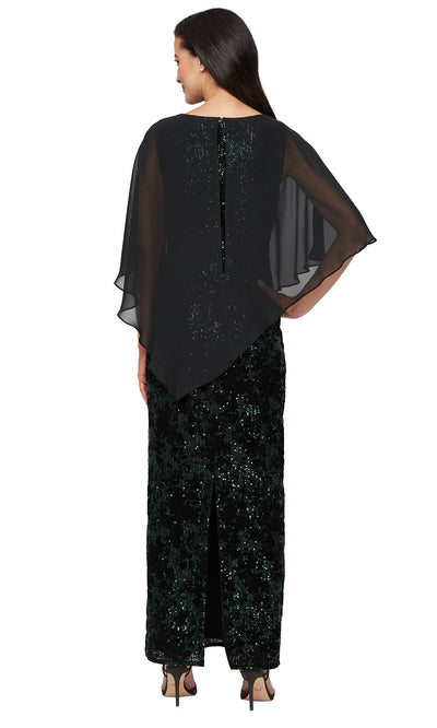 S.L. Fashions 9195144 - V-Neck Cape Overlay Evening Gown Mother of the Bride Dresses