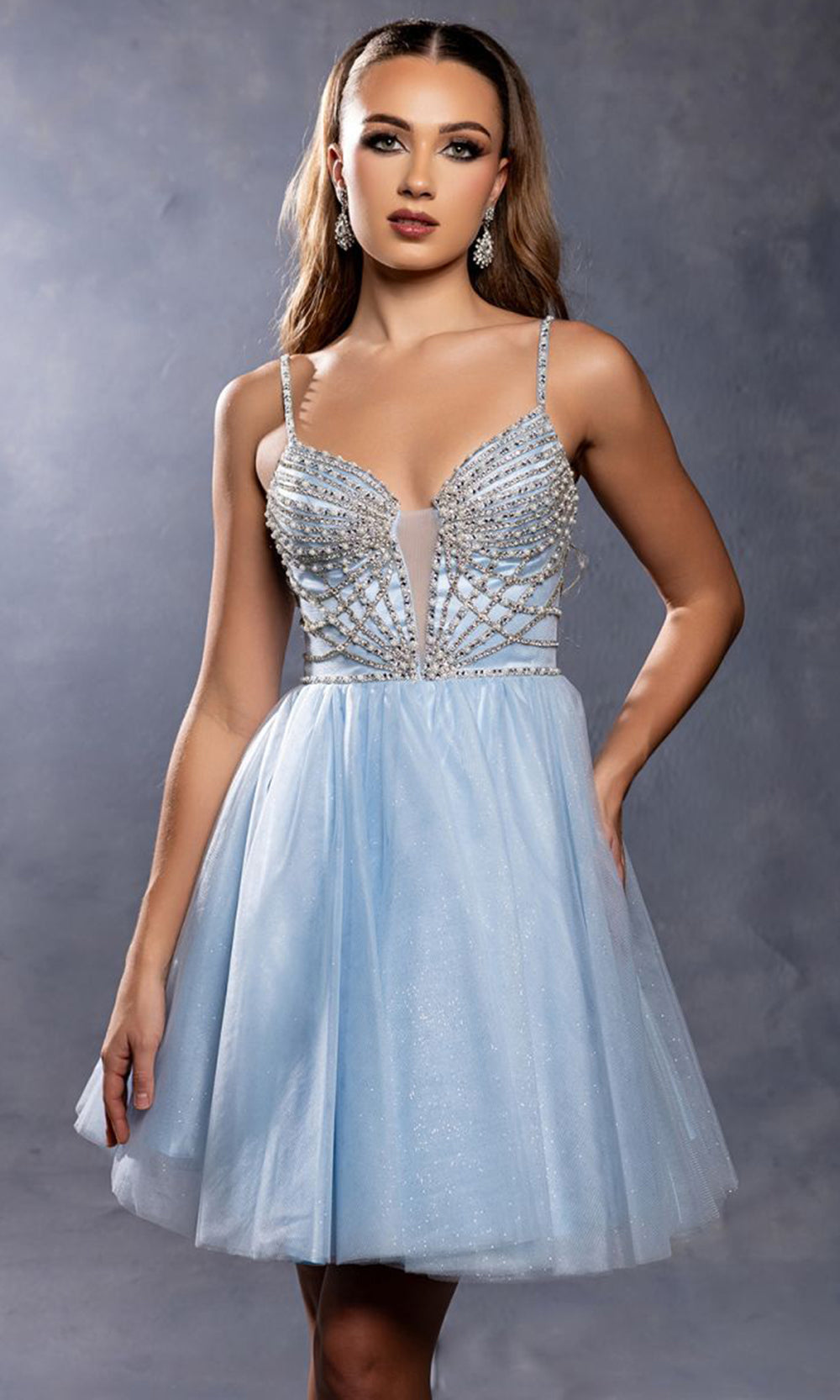 May Queen MQ2243 - Sparkling A Line Evening Dress Cocktail Dresses in Blue 
