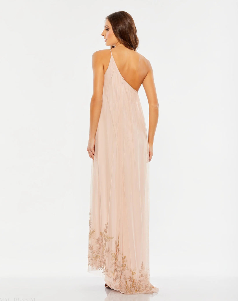 Mac Duggal 9218 - High Low Asymmetric Neck Embellished Dress Formal Gowns in Pink