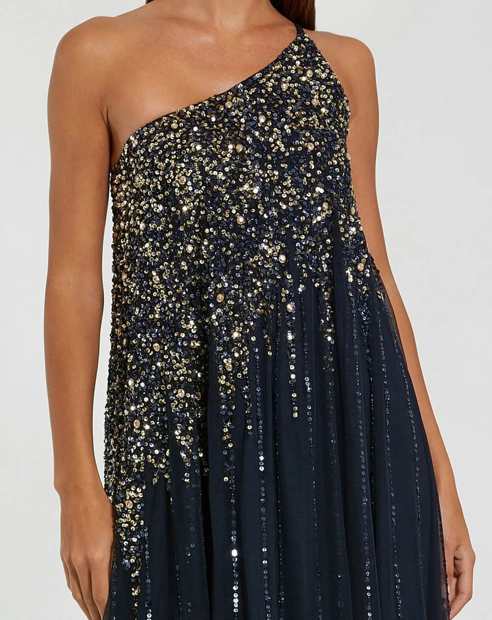 Mac Duggal 9224 - One-Sleeve Beaded Ornate Evening Gown
