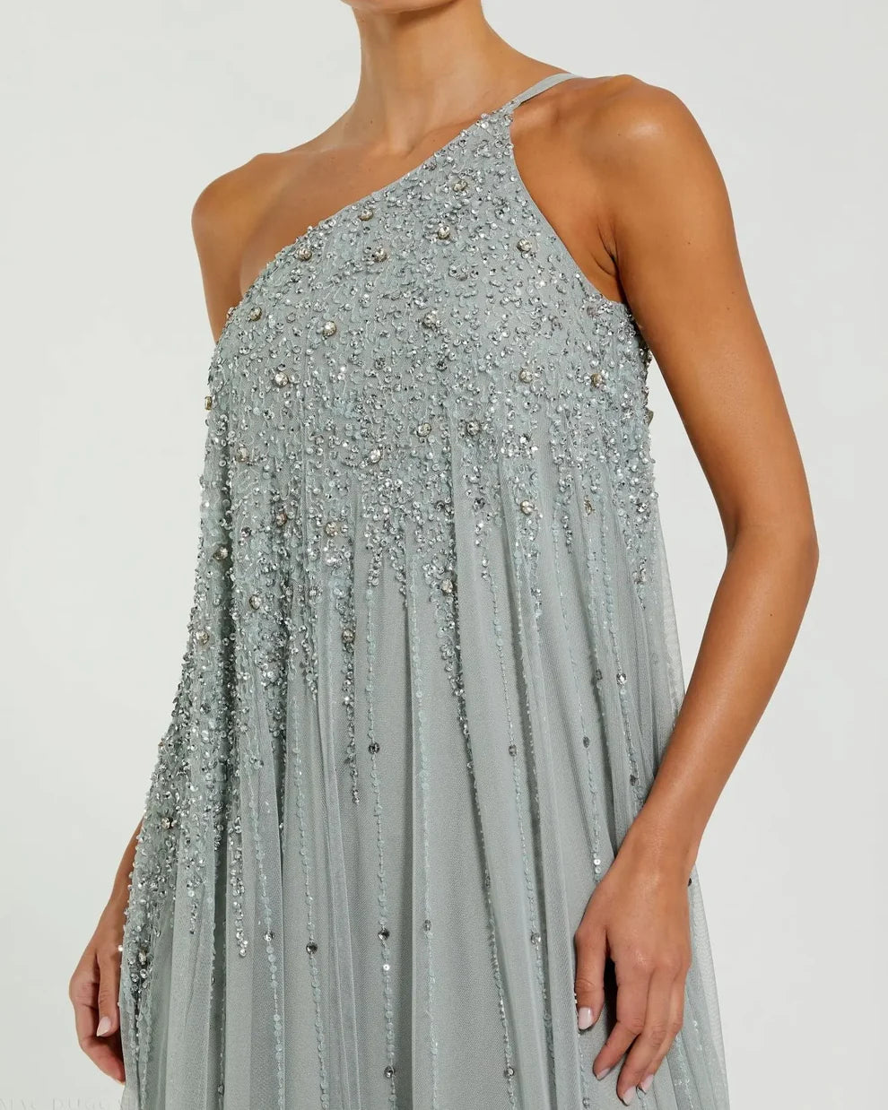 Mac Duggal 9224 - One-Sleeve Beaded Ornate Evening Gown