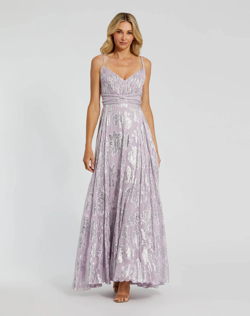 Ieena Duggal 9310 - V-Neckline Braided A-Line Dress Prom Dresses in Purple and Multi