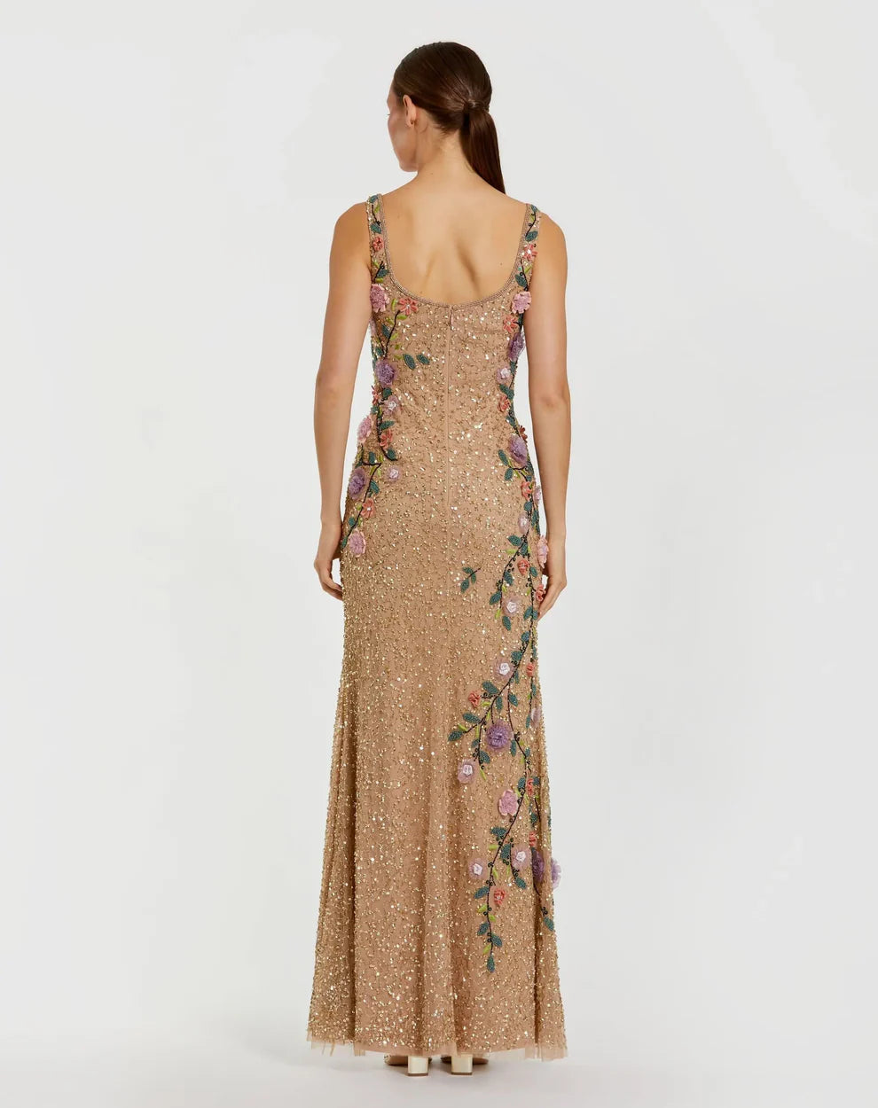 Mac Duggal 9340 - Sleeveless Floral Applique Column Dress