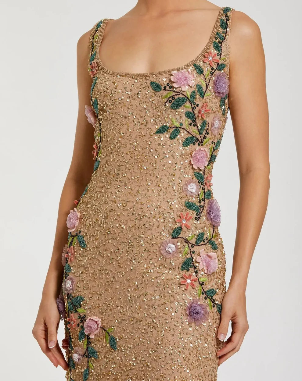 Mac Duggal 9340 - Sleeveless Floral Applique Column Dress
