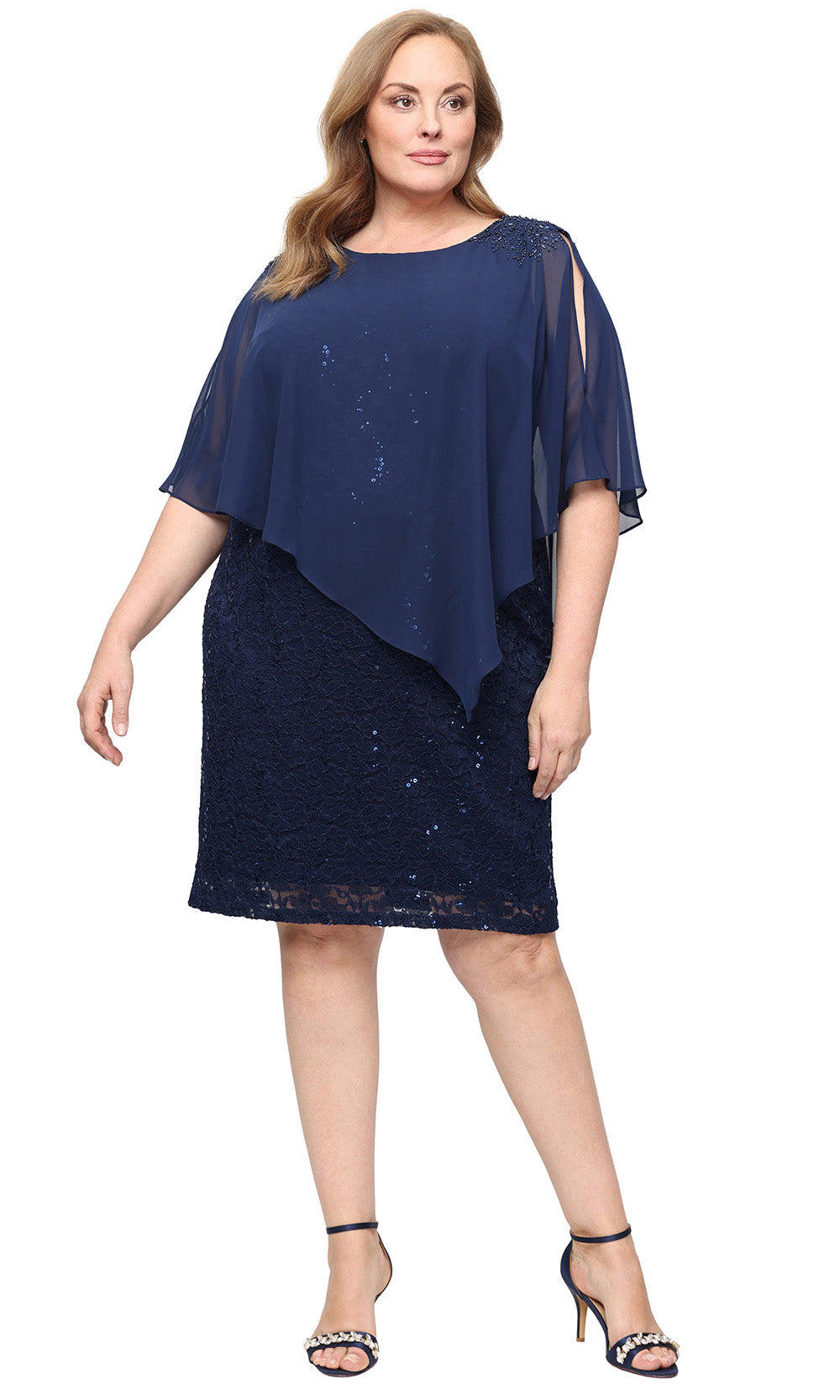S.L. Fashions Dresses (SLNY) 9413150 - Bateau Asymmetric Overlay Dress Party Dresses