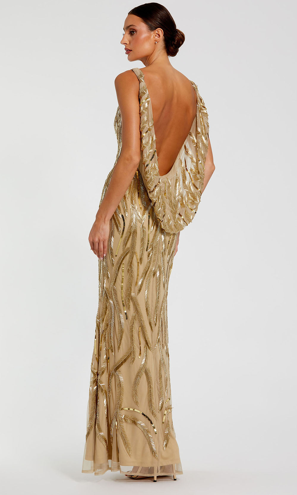 Mac Duggal 94146 - Bateau Neck Cowl Back Long Gown Evening Dresses