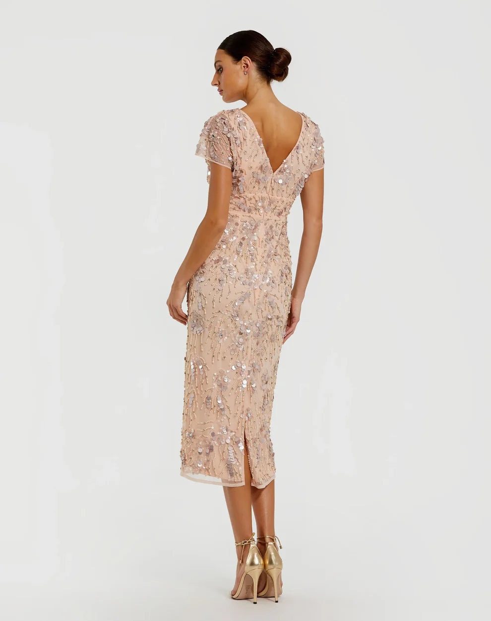 Mac Duggal 94150 - Sheer Sleeve Beaded Dress with Slit