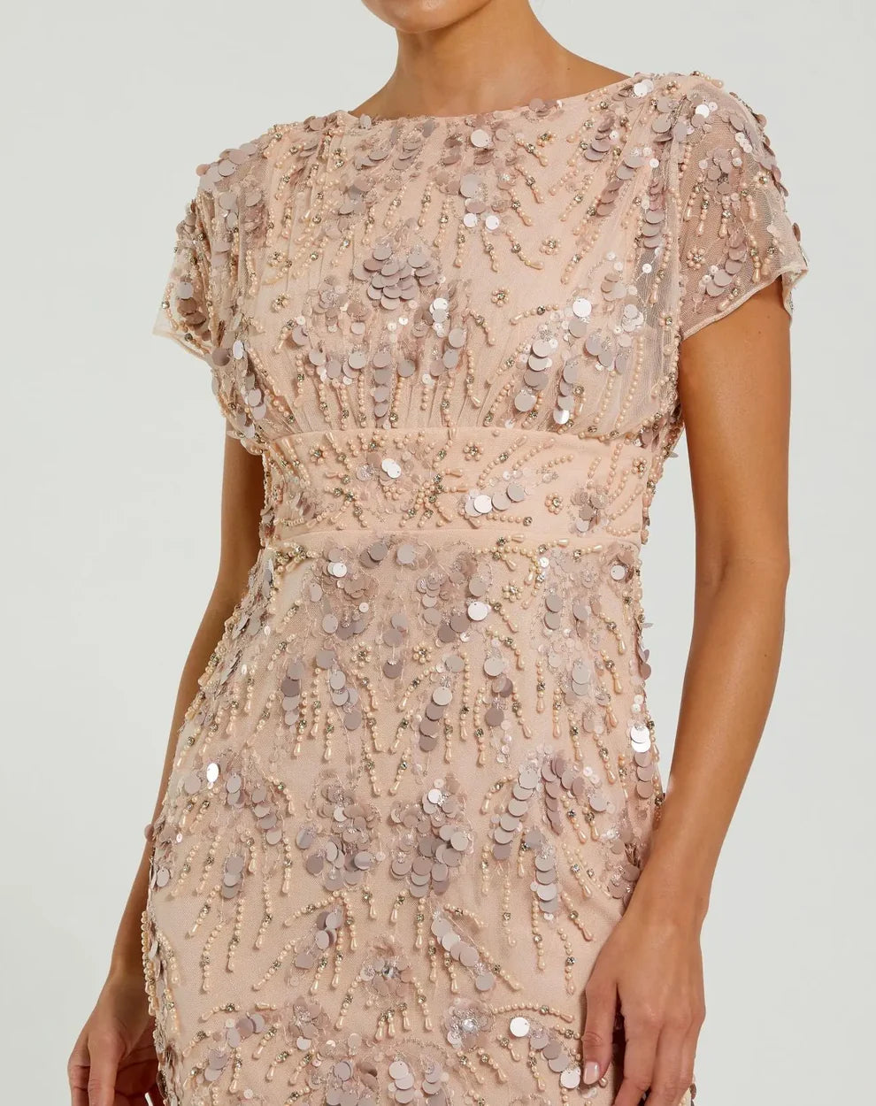 Mac Duggal 94150 - Sheer Sleeve Beaded Dress with Slit