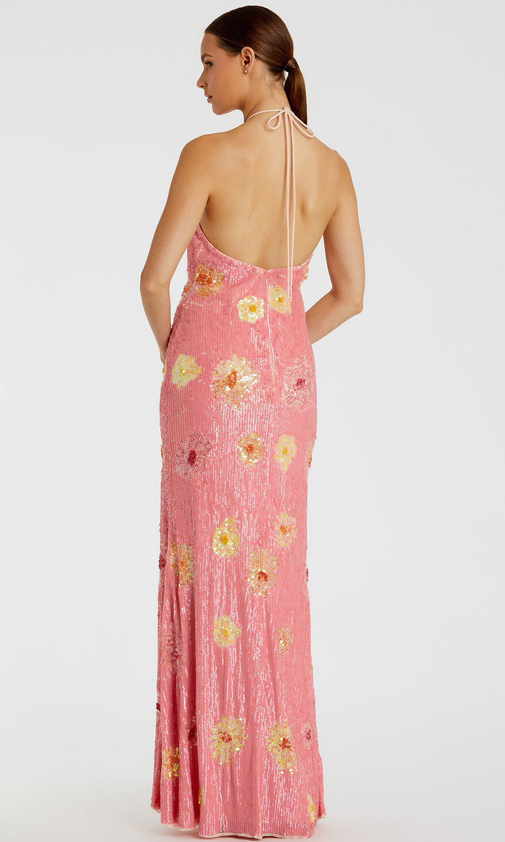 Mac Duggal 94175 - Open Back Shimmering Applique Prom Gown Formal Gowns in Pink and Yellow