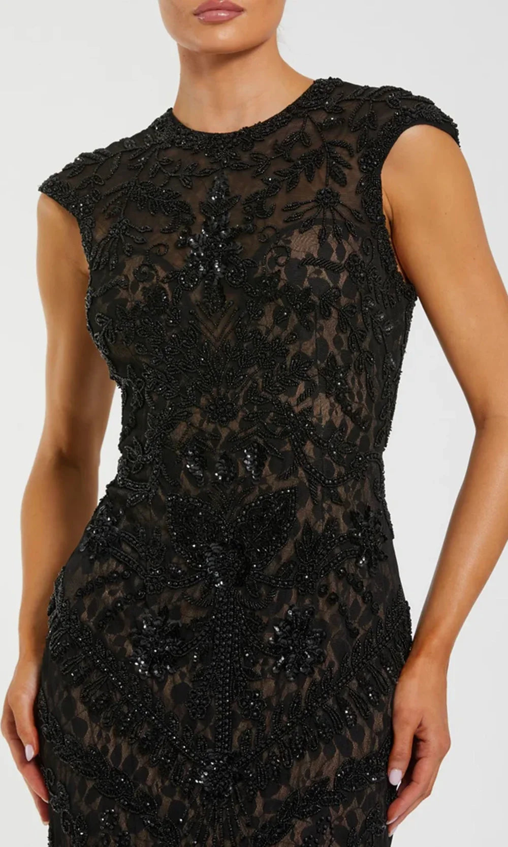 Mac Duggal 94276 - Embellished Lace Jewel Neck Dress Formal Gowns