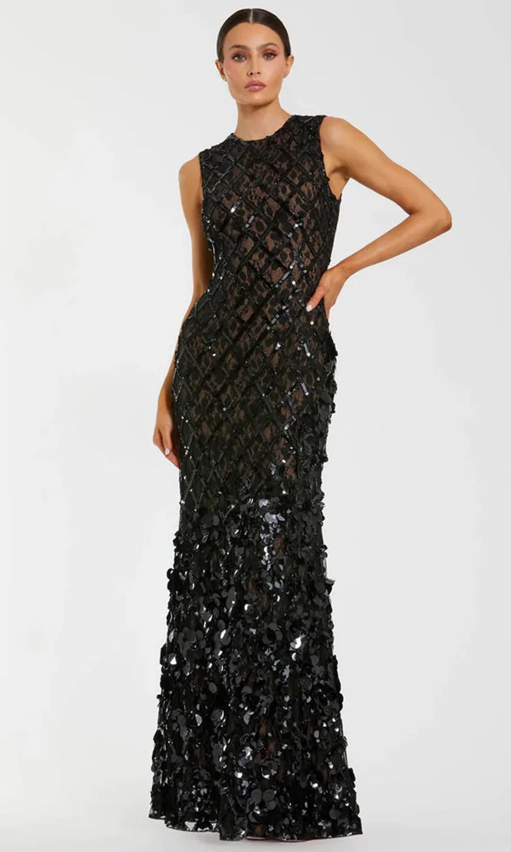 Mac Duggal 94277 - Sequin Embellished Jewel Neckline Gown Prom Dresses