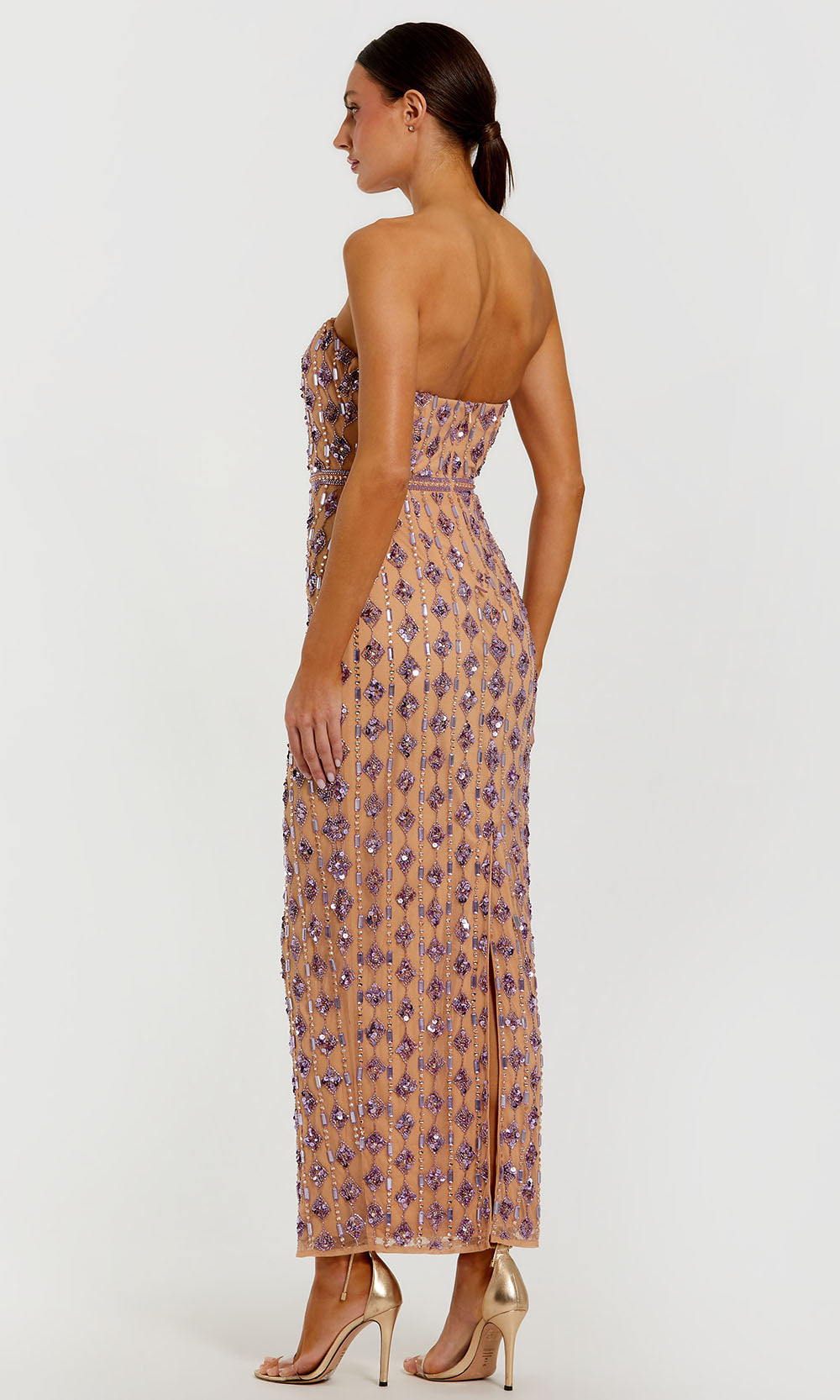 Mac Duggal 94293 - Fitted Strapless Embellished Dress Formal Gowns in Neutral and Purple