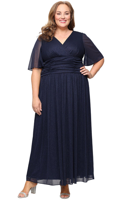 S.L. Fashions 9433236 - V-Neckline Short Sleeve Long Dress Mother of the Bride Dresses